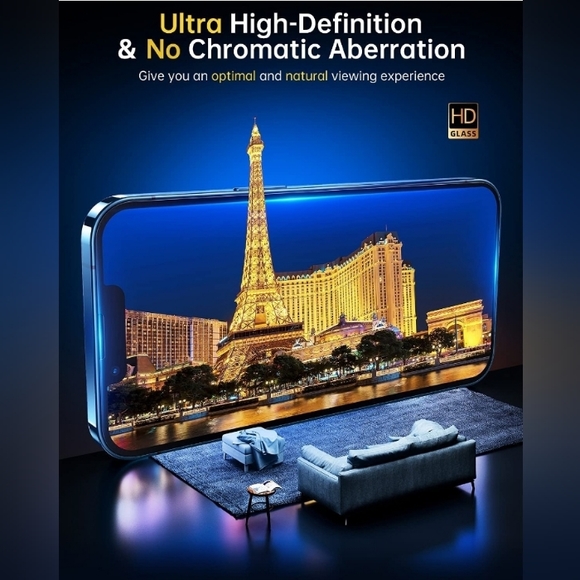 Humixx Diamond Shatterproof Designed for iPhone 13/13 Pro Screen Protector 1PK - Picture 4 of 10